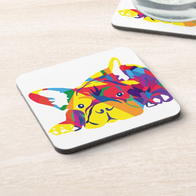 Regenbogen Französische Bulldogge Coaster (Left Side)