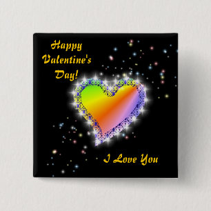 Regenbogen-Herz mit Sternchen auf schwarz 15 Cm Square Badge