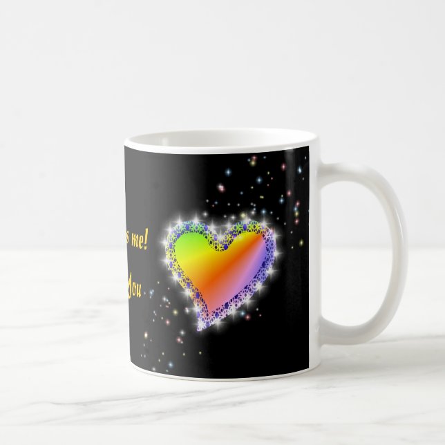 Regenbogen-Herz mit Sternchen auf schwarz Coffee Mug (Right)