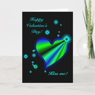 Regenbogen-Herz mit Sternchen auf schwarz Holiday Card