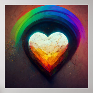 Regenbogen mit Herz Poster