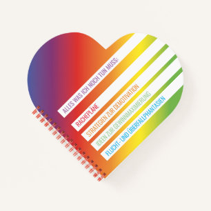 Regenbogen Notizblock Herzen Ironisch Notebook