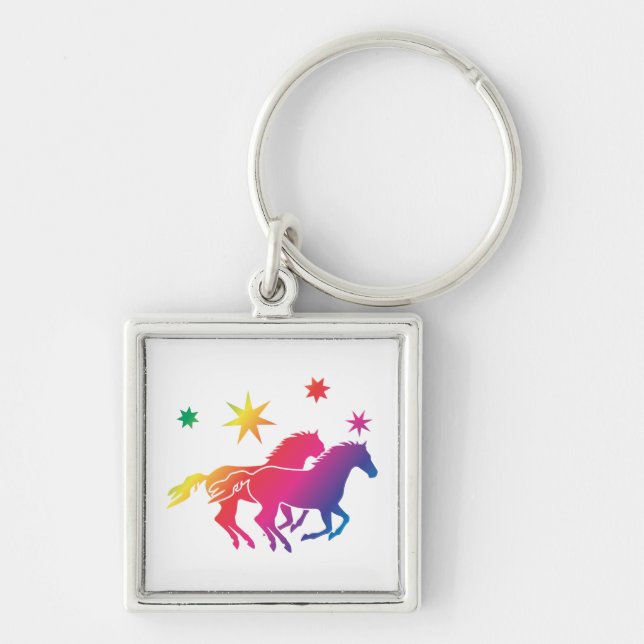 Regenbogen Pferde Key Ring (Front)