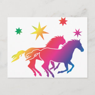 Regenbogen Pferde Postcard