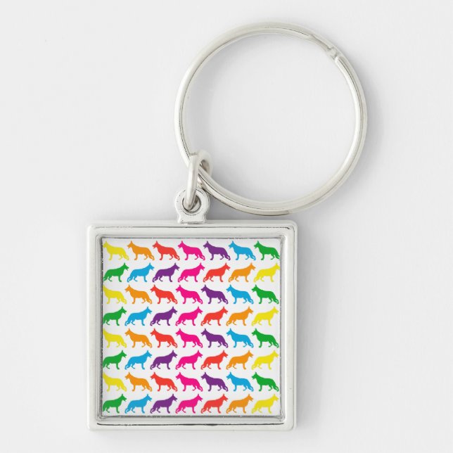 Regenbogen Schäferhunde Key Ring (Front)