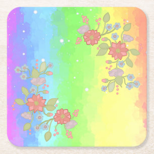 Regenbogen square paper coaster