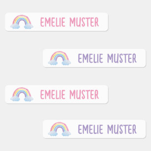 Regenbogen weiß - 96 schmale Kinder Etiketten