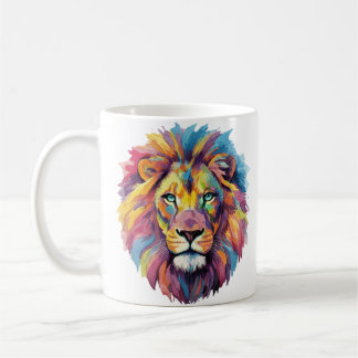 Regenbogen Wolf Aquarell Portrait Coffee Mug