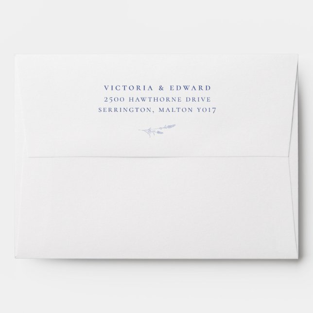 Regency Blue Floral Wedding Invitation Envelope (Back (Top Flap))
