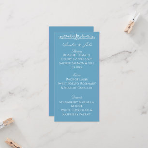 Regency Blue Wedding Menu Card