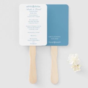 Regency Blue & White wedding Ceremony Program Hand Fan