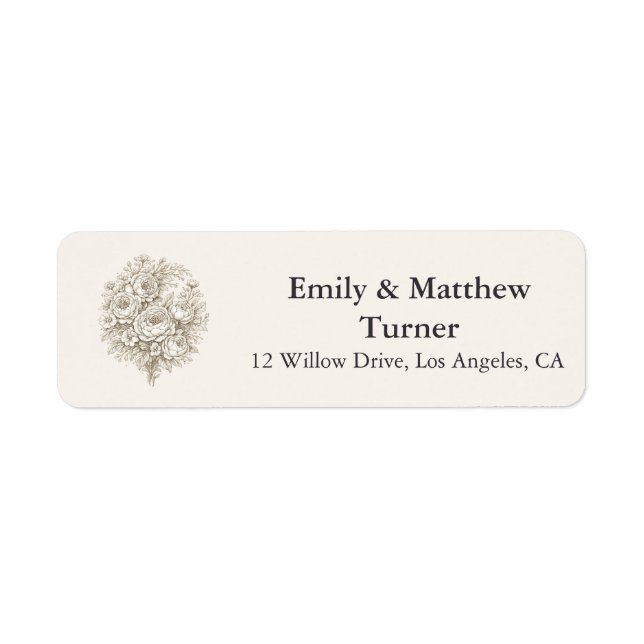 Regency Botanical Engraving Wedding Return Address Label (Front)