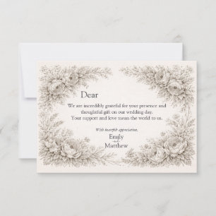Regency Botanical Engraving Wedding Thank You Card