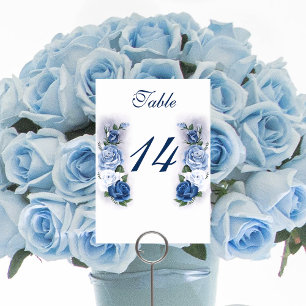 Regency Bridgerton Blue Roses Cameo Table Number