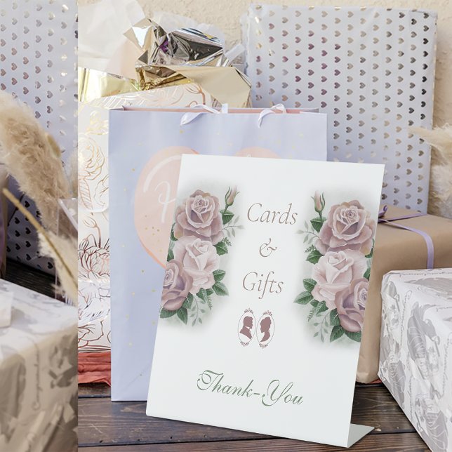 Regency Bridgerton Pink Roses Cameo Cards & Gifts Pedestal Sign (Creator Uploaded)