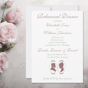 Regency Bridgerton Pink Roses Cameos Invitation