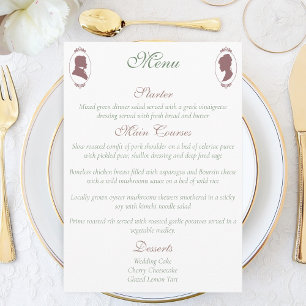 Regency Bridgerton Pink Roses Cameos Menu
