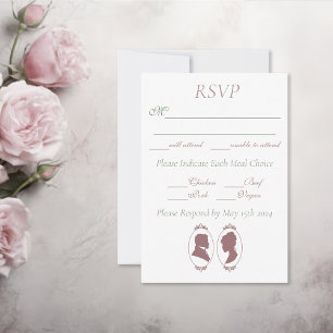 Regency Bridgerton Pink Roses Cameos RSVP Card