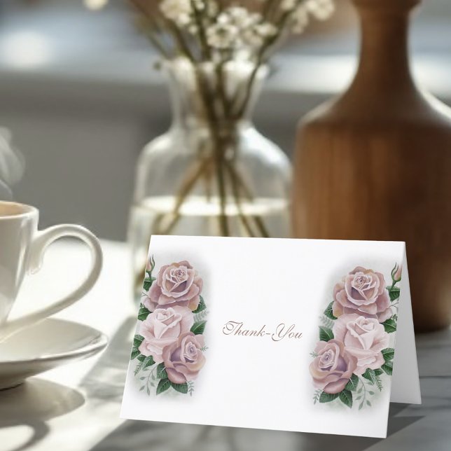 Regency Bridgerton Pink Roses Cameos Thank You Card (Creator Uploaded)