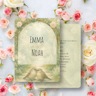 Regency English Garden Pink Roses Wedding Invitation