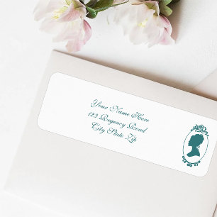 Regency Era Couple Cameo Silhouette Teal Romance Return Address Label