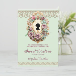 Regency Era Floral Sweet Sixteen Invitation