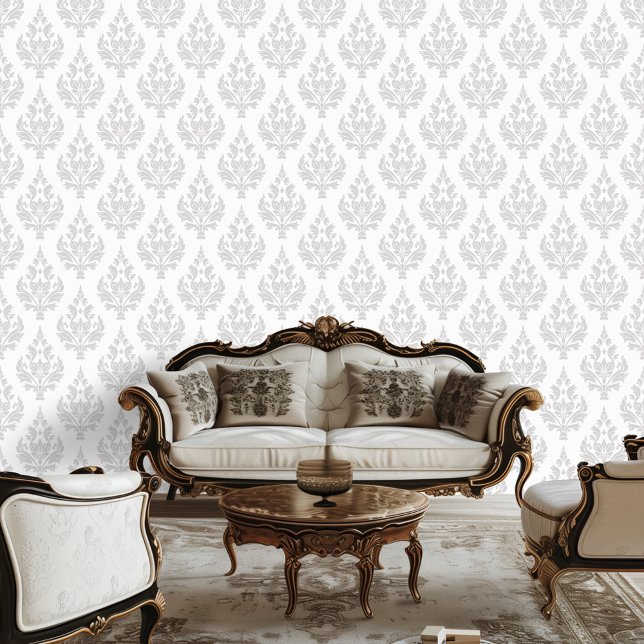 Regency Era Inspired Damask Scroll Leafy Wallpaper (Creator Uploaded)