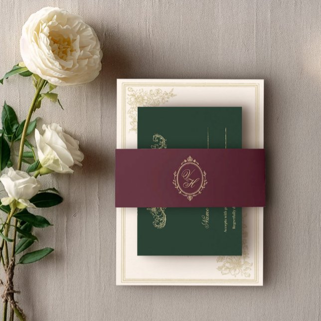 Regency Era Wedding Belly Band with Monogram Crest Invitation Belly Band (Creator Uploaded)