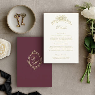 Regency Era Wedding Elegant Heirloom Details Enclosure Card