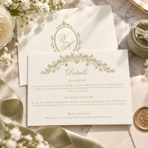 Regency Era Wedding Elegant Heirloom Details Enclosure Card