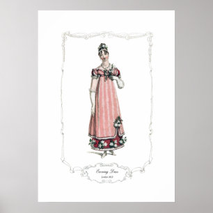 Regency Fashion Plate 1815 Evening Dress London Poster
