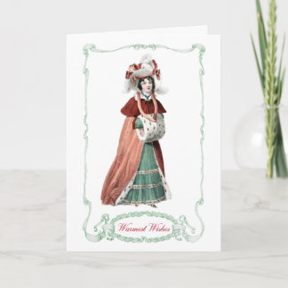 Regency Fashion Plate Christmas Card Antique Print