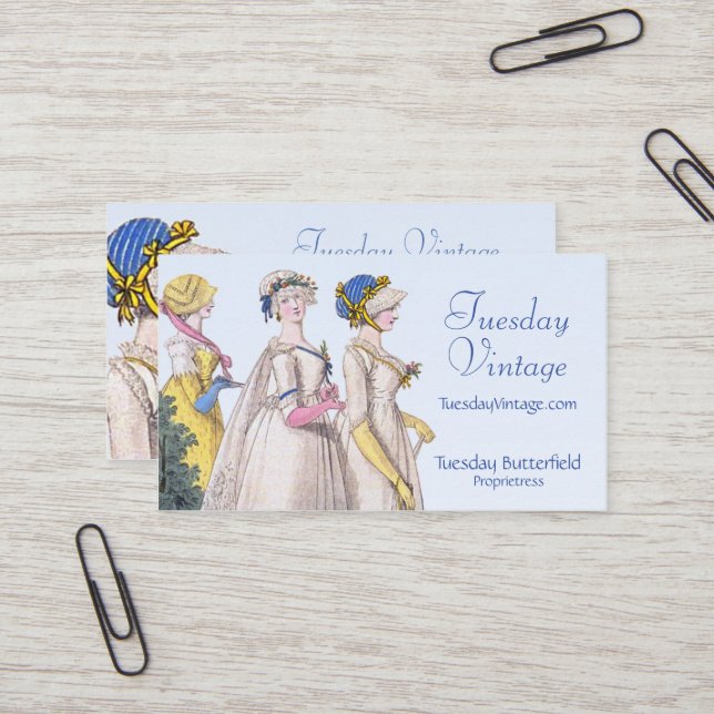 Regency Fashion Plate Custom Business Cards (Front/Back In Situ)