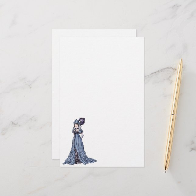 Regency Fashion Stationery - Lady #3 (Front/Back In Situ)