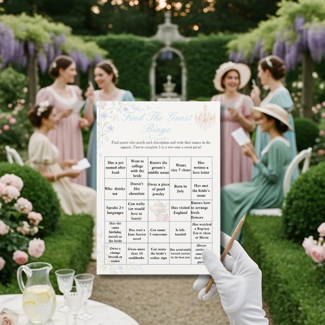 Regency  Find the Guest Bridal Shower Bingo game  Invitation (Regency Find the Guest Bridal Shower Bingo game)