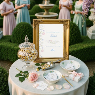 Regency Floral Guess How Many Kisses Game Sign Invitation