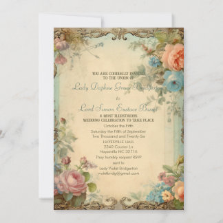 Regency Floral Journal Page Austen Quote  Invitation