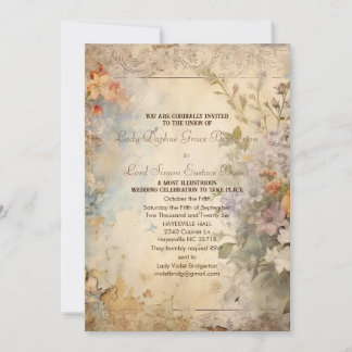 Regency Floral Journal Page Austen Quote  Invitation