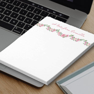 Regency Floral Rose Garland Personalised Notepad