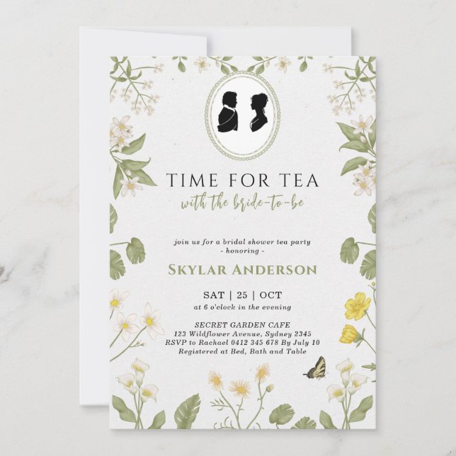 Regency Floral Tea Party bridal shower  Invitation (Front)