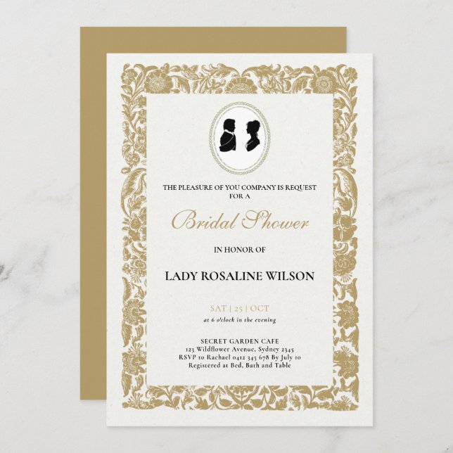 Regency Floral Tea Party bridal shower  Invitation (Front/Back)