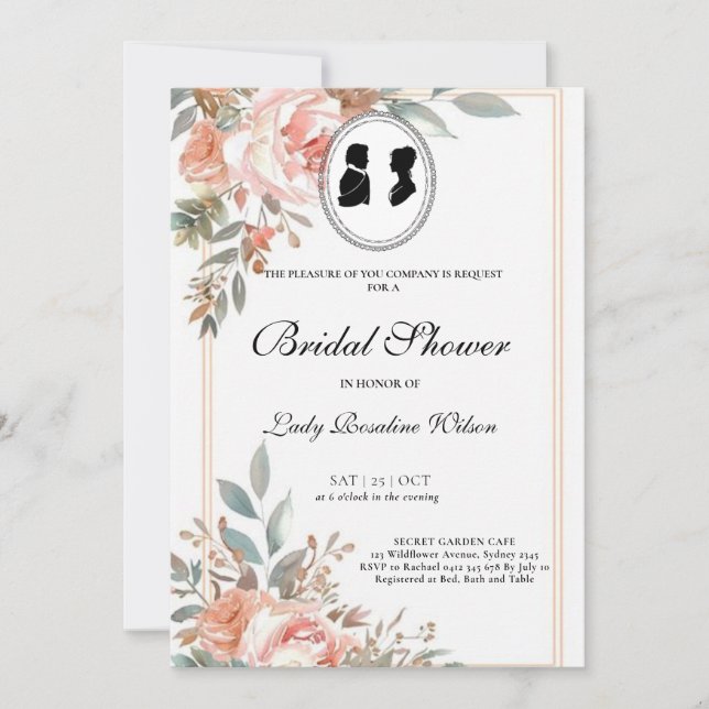 Regency Floral Tea Party bridal shower  Invitation (Front)