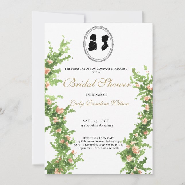 Regency Floral Tea Party bridal shower  Invitation (Front)