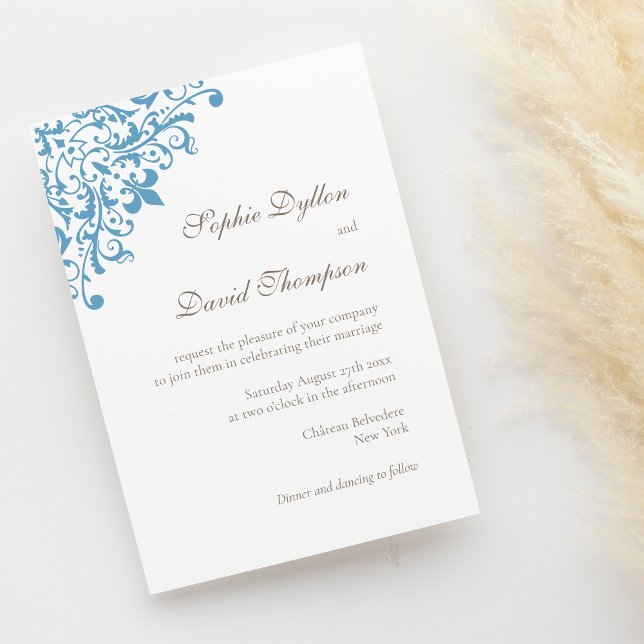 Regency French Blue Fleur de Lis Pattern Invitation (Creator Uploaded)