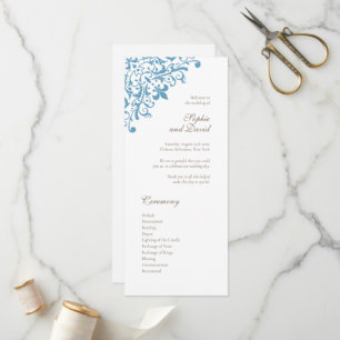 Regency French Blue Fleur de Lis Pattern Wedding Program
