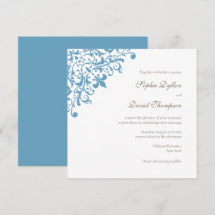 Regency French Blue Fleur de Lis Square Invitation
