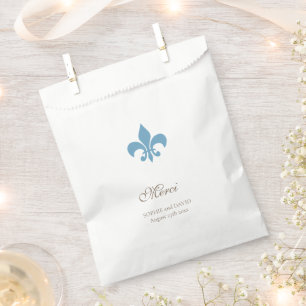 Regency French Blue Fleur de Lis Wedding Merci Favour Bag