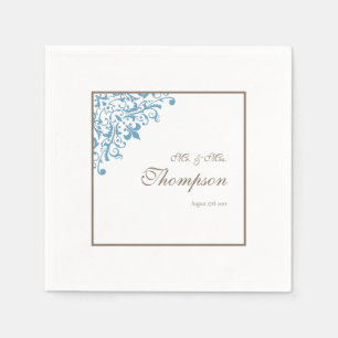 Regency French Blue Fleur de Lis Wedding Reception Napkin