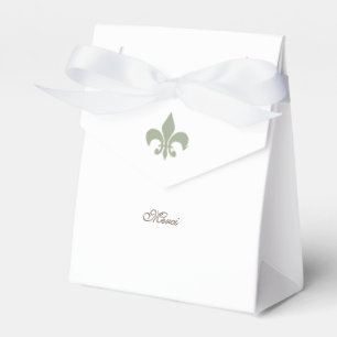 Regency French Green Fleur de Lis Merci Wedding Favour Box