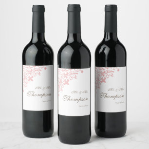 Regency French Pink Fleur de Lis Wedding Reception Wine Label